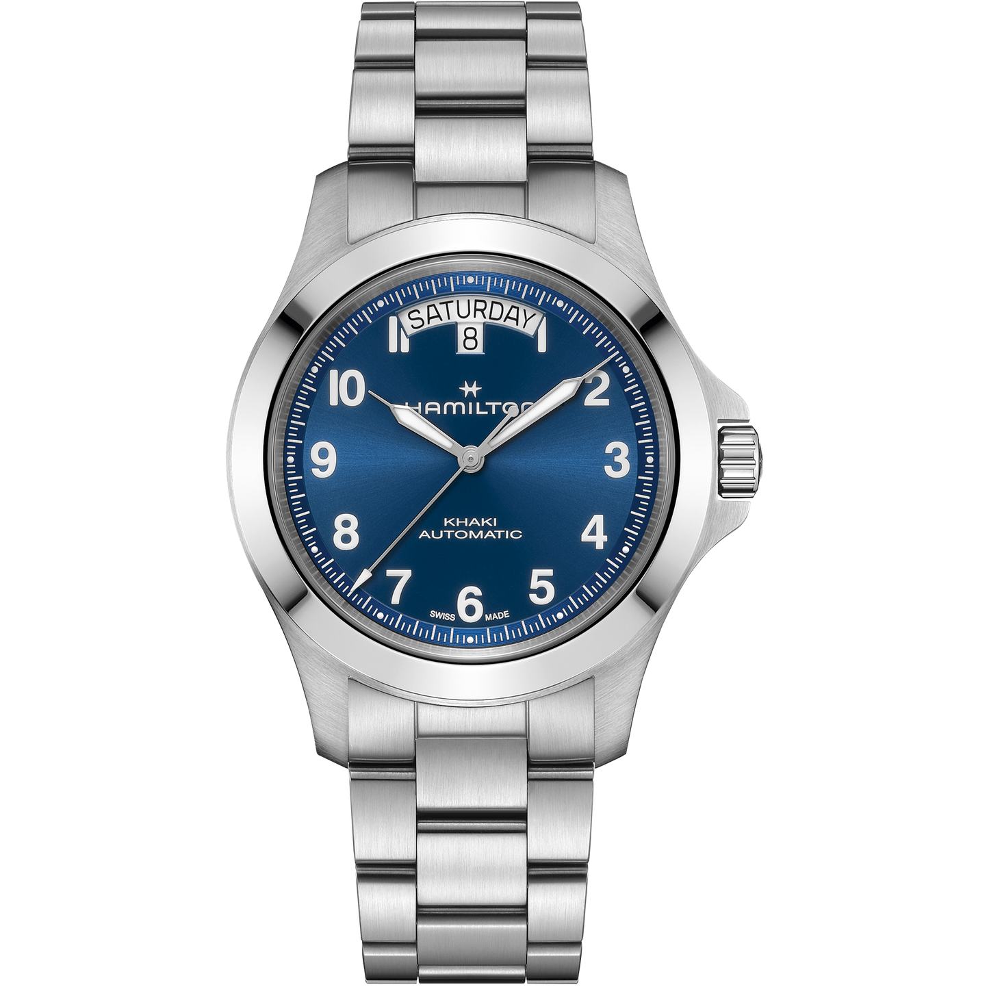 Orologio Hamilton Khaki Field King Day-Date 40 Mm Acciaio Braccialato Blu