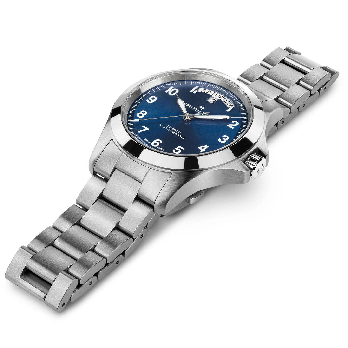 Orologio Hamilton Khaki Field King Day-Date 40 Mm Acciaio Braccialato Blu