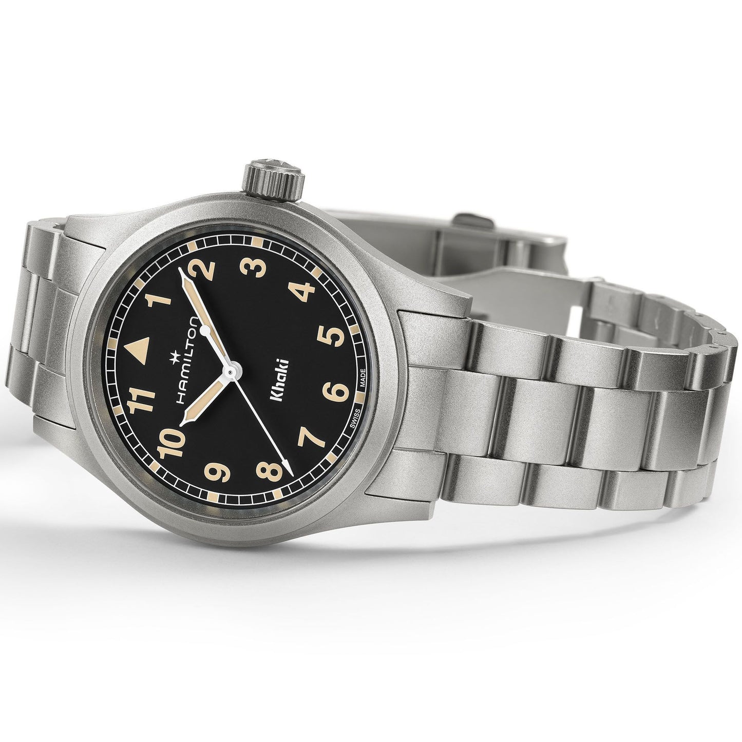 Orologio Hamilton Khaki Field 38 Mm Acciaio Satinato Braccialato Nero