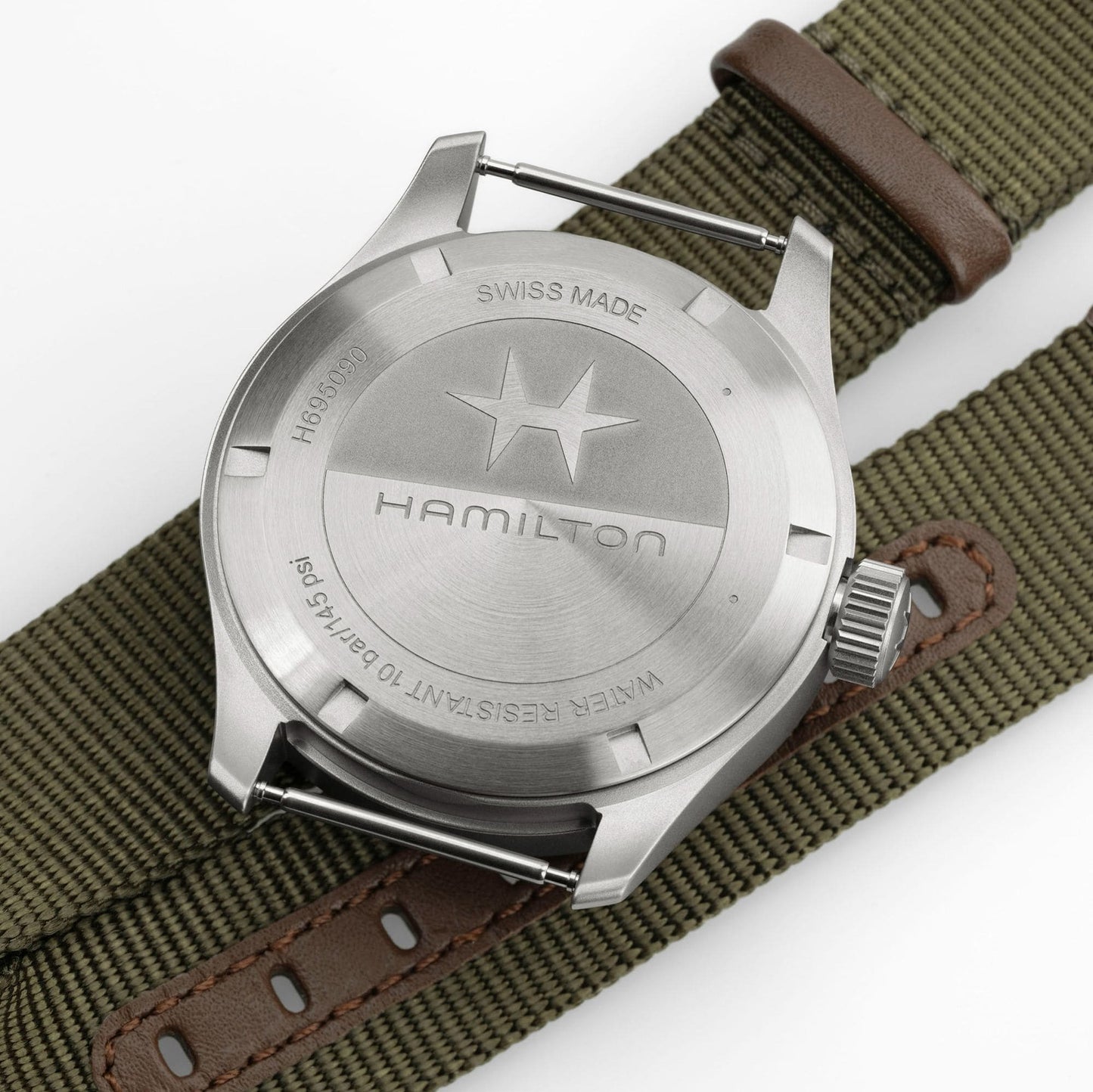Orologio Hamilton Khaki Field Mechanical Power Reserve 40 Mm Acciaio Cinturino Canvas Verde