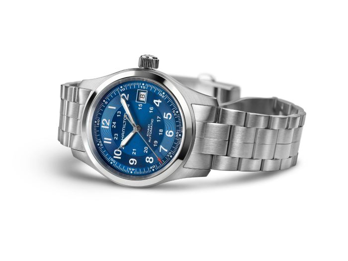 Orologio Hamilton Khaki Field 38 mm Automatico Braccialato Blu