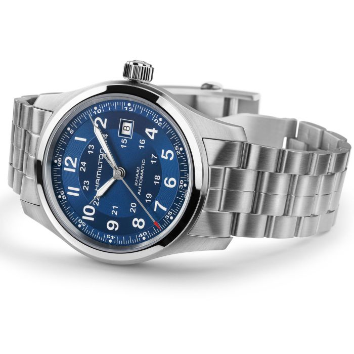 Orologio Hamilton Khaki Field 42 mm Braccialato Blu