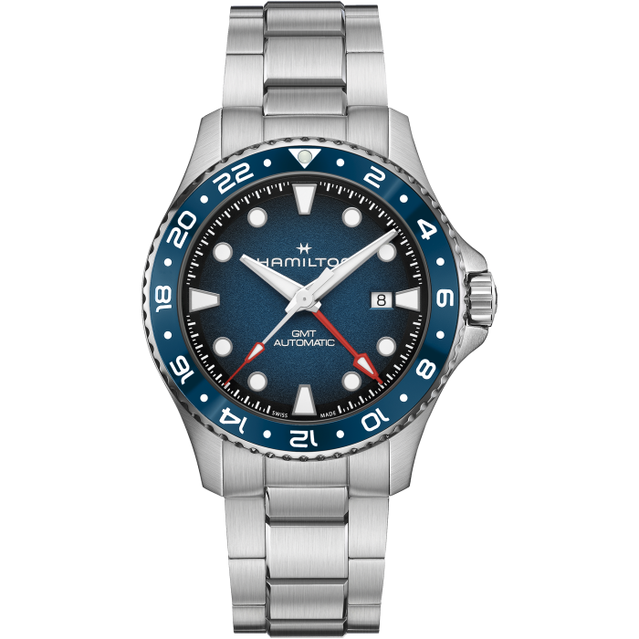 Orologio Hamilton Khaki Navy Scuba Auto Gmt 43 Mm Acciaio Braccialato Blu