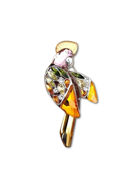 Spille Swarovski Baimuru Spilla Cockatoo Red