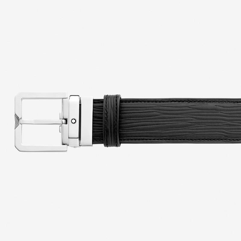 Cinture Montblanc Belt-Square Cintura Pelle Nera Fibbia Quadrata