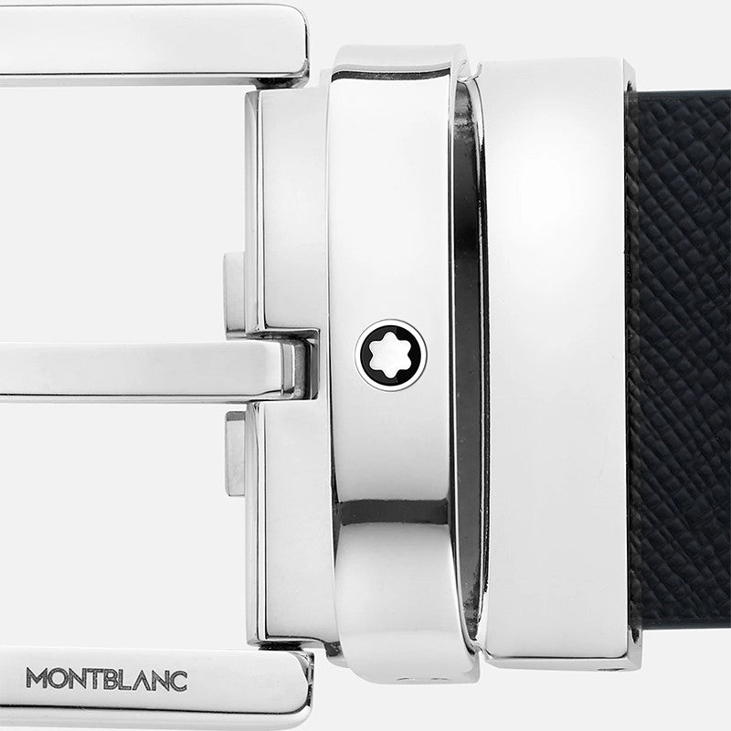 Cinture Montblanc Belt-Horseshoe Cintura Reversibile Pelle Nera Mosto