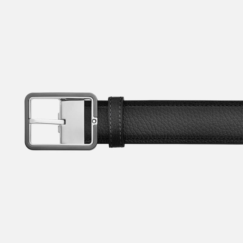 Cinture Montblanc Belt Cintura InPelle Sfumata Grigia Fibbia Rettangolare Rutenio Palladio