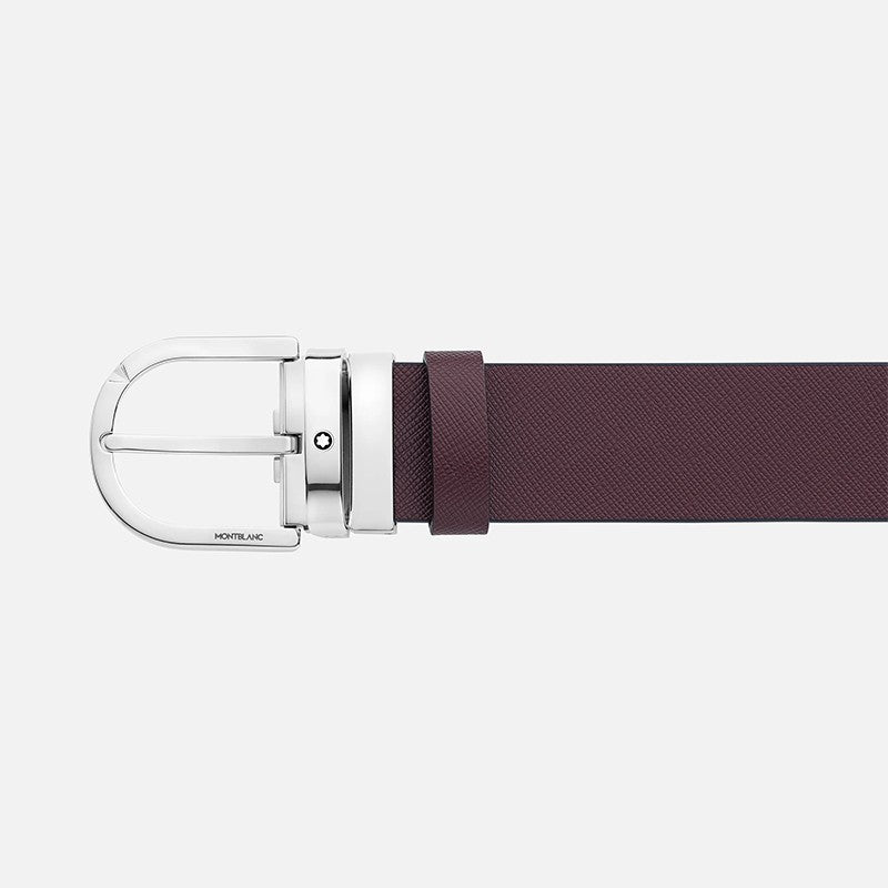 Cinture Montblanc Belt-Horseshoe Cintura Reversibile Pelle Nera Mosto