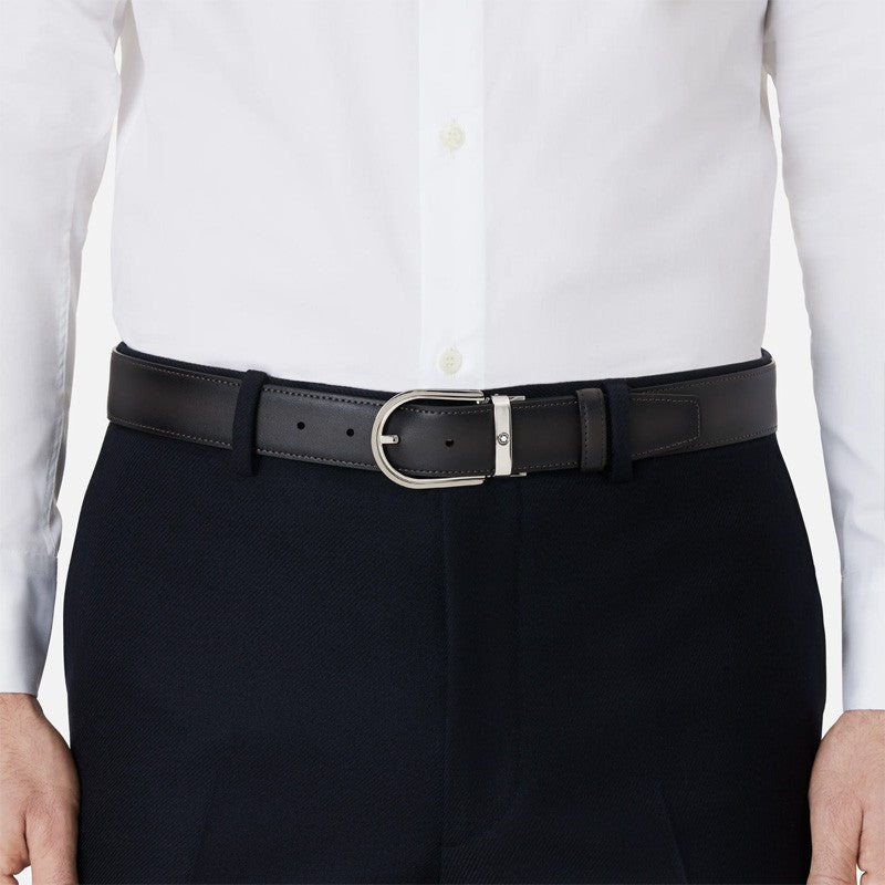 Cinture Montblanc Belt-Horseshoe Cintura Pelle Grigia