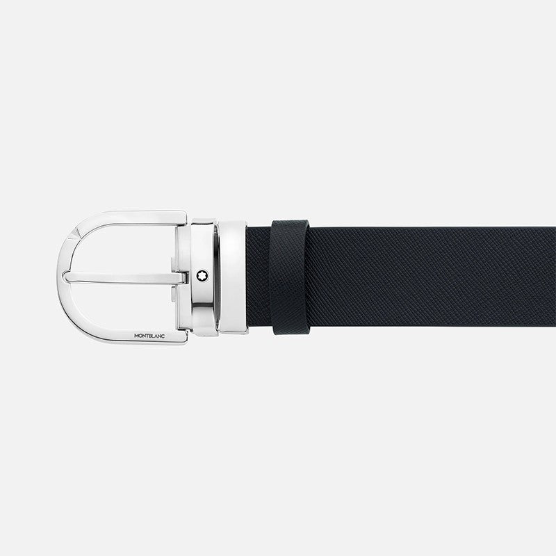 Cinture Montblanc Belt-Horseshoe Cintura Reversibile Pelle Nera Mosto