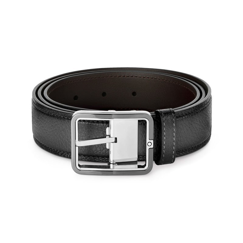 Cinture Montblanc Belt Cintura InPelle Sfumata Grigia Fibbia Rettangolare Rutenio Palladio