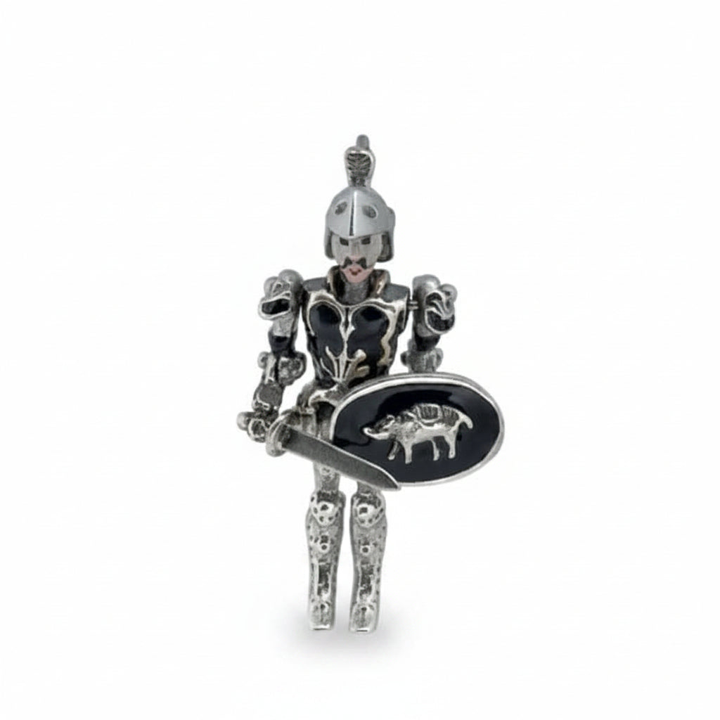 Charm Gerardo Sacco I Pupi Siciliani Argento/Oro e Smalto Nero Uzeda il Catanese