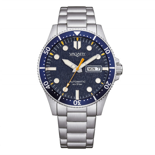 Orologio Vagary Gear Matic 101Th Automatic 40 mm Acciaio Braccialato Blu