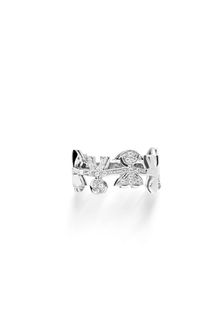 Anello Lebebé I Classici Oro Bianco 18 Kt Bimbo e Bimba Pavè Diamanti
