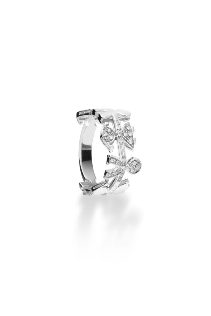 Anello Lebebé I Classici Oro Bianco 18 Kt Bimbo e Bimba Pavè Diamanti