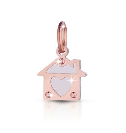 Ciondolo Lebebé Lockyourlove Casa Oro Rosa 9 Kt e Argento Cordino Giallo