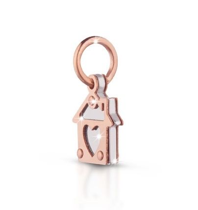 Ciondolo Lebebé Lockyourlove Casa Oro Rosa 9 Kt e Argento Cordino Giallo