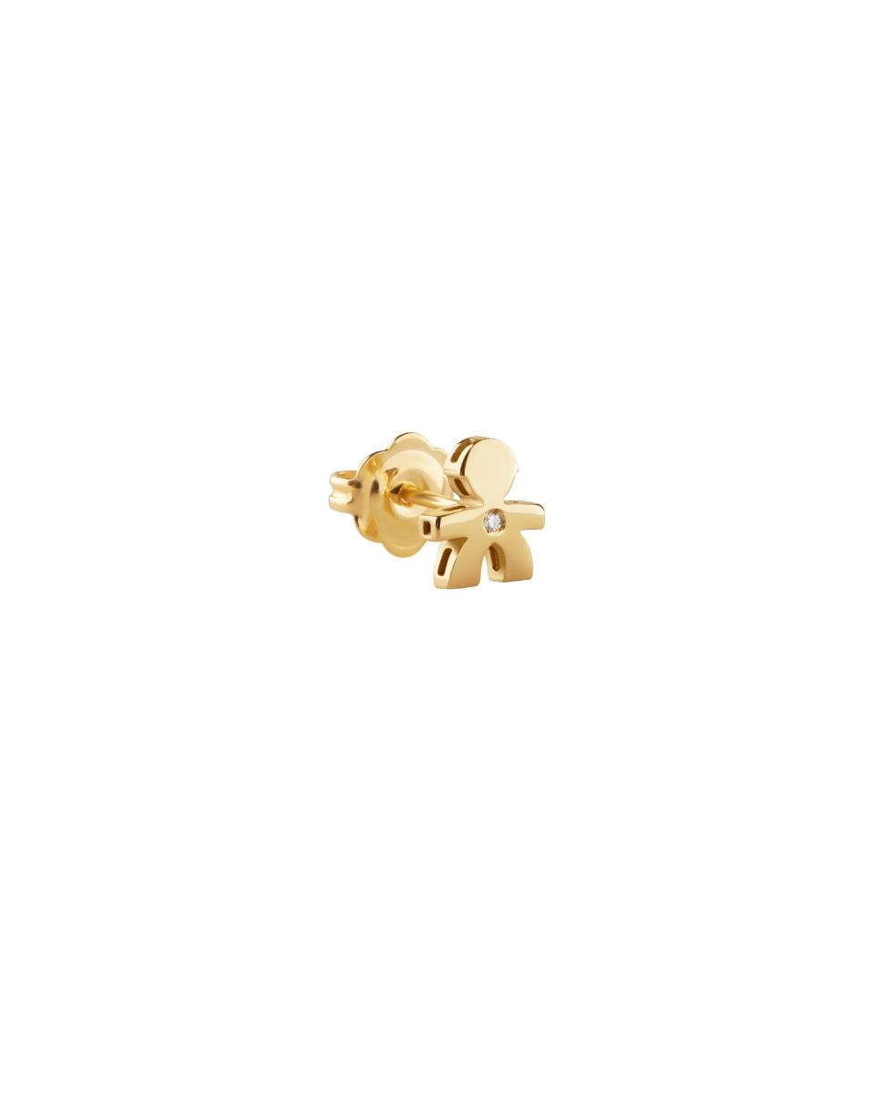 Monorecchino Lebebé Le Perle Oro Giallo 9 Kt Bimbo con Diamante