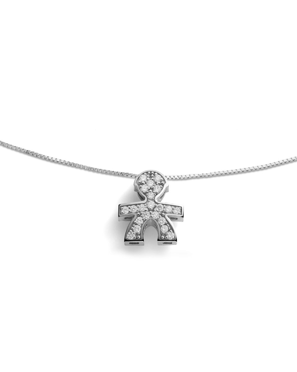 Collana Lebebé I Tesorini Oro Bianco 18 Kt Pendente Sagoma Bimbo Pavè Diamanti