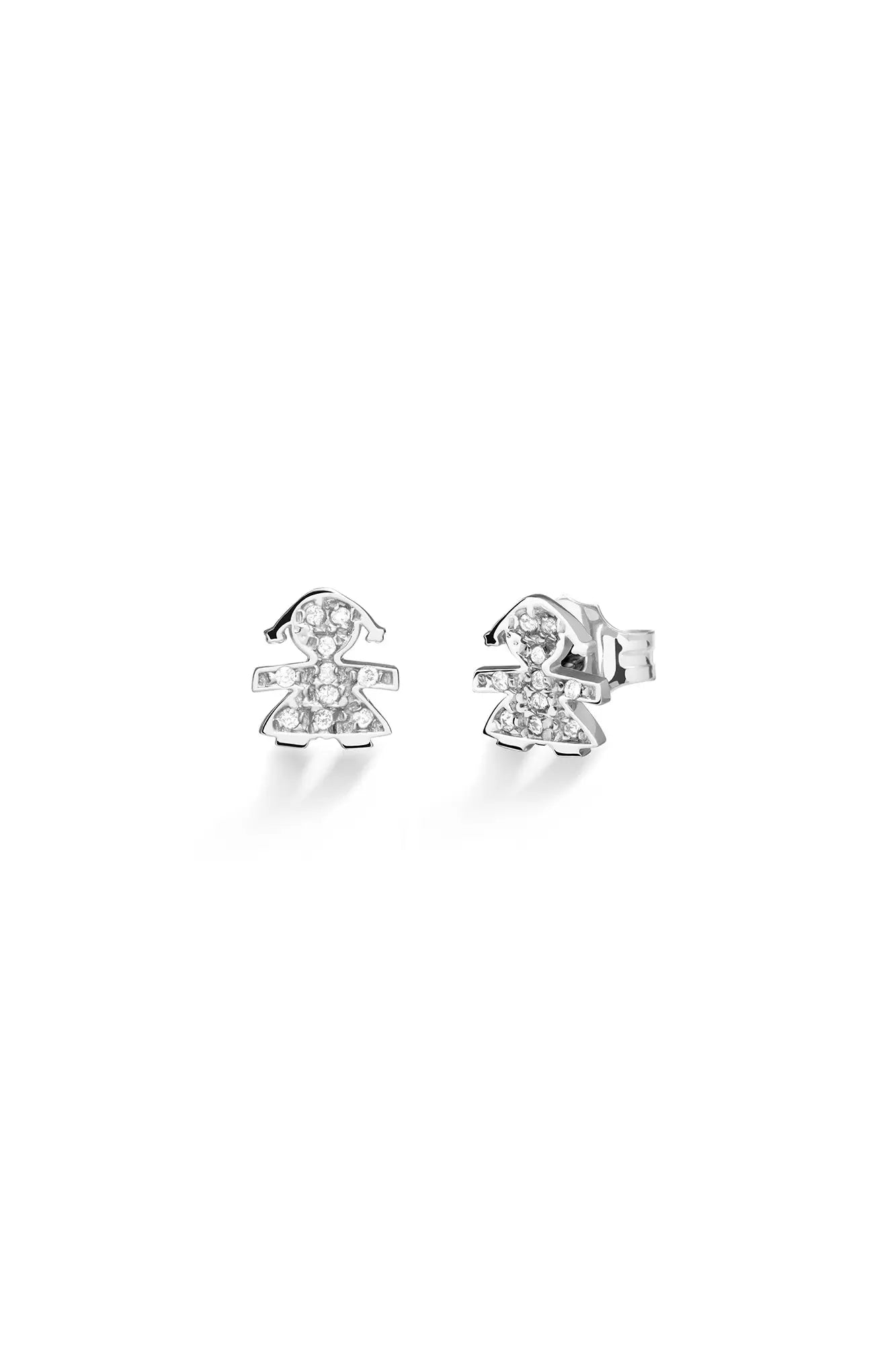 Orecchino singolo Lebebé Bimba In Oro Bianco 18 Kt Pavè Diamanti