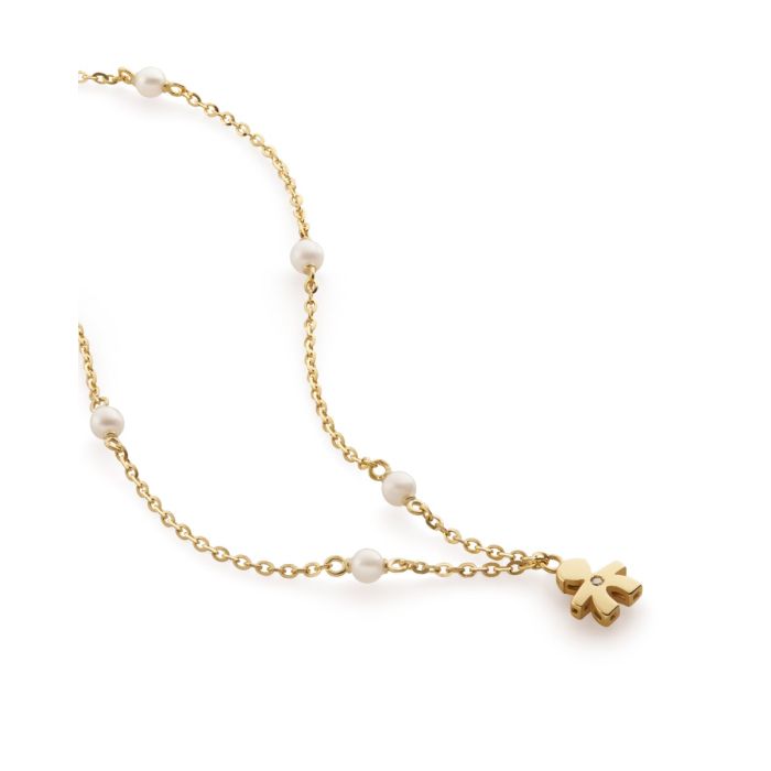 Collana Lebebé Le Perle Oro Giallo con Perline e Pendente Bimbo Diamante