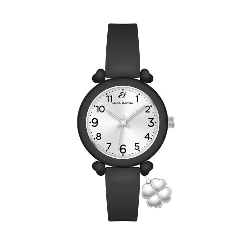 Orologio Donna Luca Barra Nero Charm Quadrifoglio