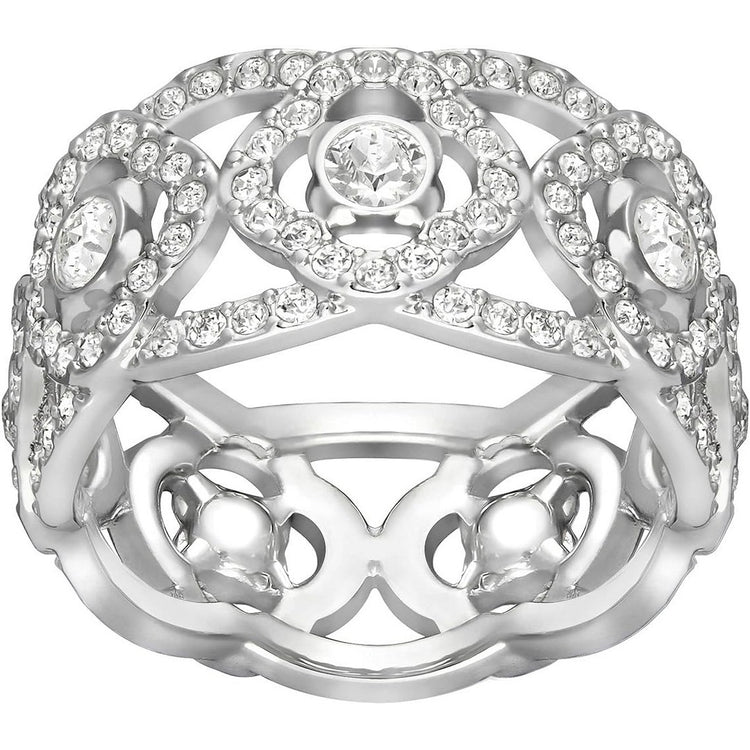 Anello Swarovski Daylight Taglio Round, Bianco, Placcato rodio - misura 55