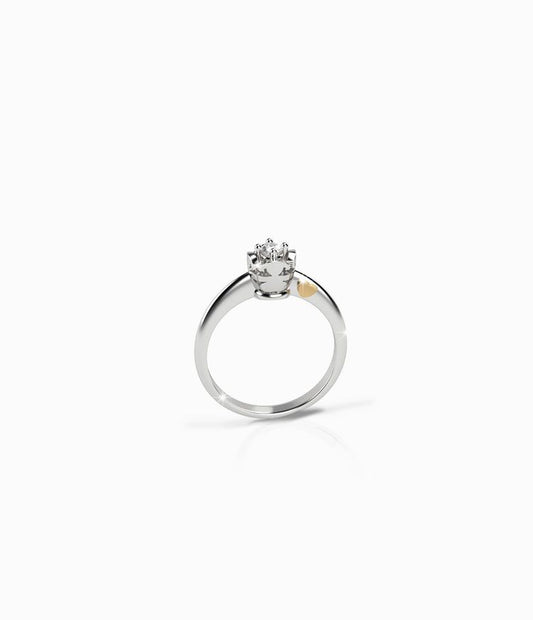 Anello Lebebé Gli Inseparabili Solitario Cestino Bimba Oro Bianco 18 Kt Diamante