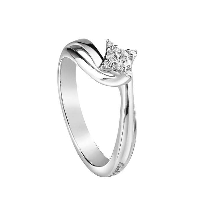 Anello Salvini Luminosa Solitario Pavè Oro Bianco e Diamanti