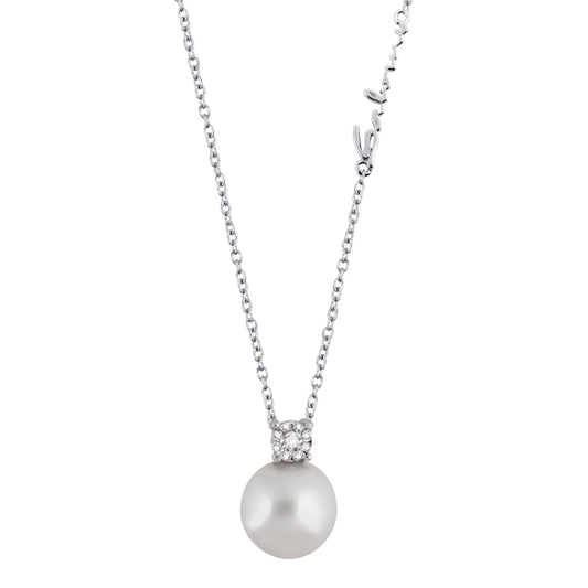 Collana Salvini Daphne Perla E Griffe Pavè Oro Bianco