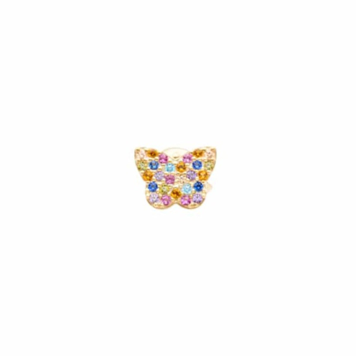 Monorecchino Lobo Boccadamo Gaya Argento Dorato Farfalla/Zirconi Multicolor