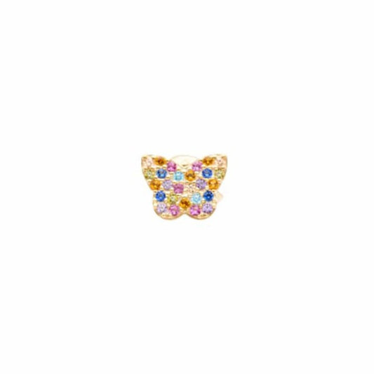 Monorecchino Lobo Boccadamo Gaya Argento Dorato Farfalla/Zirconi Multicolor