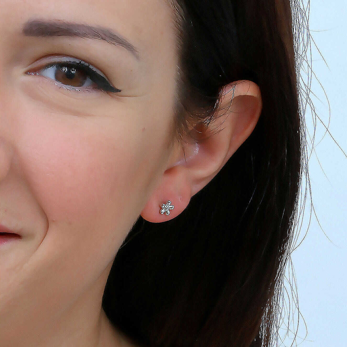 Monorecchino Amen Argento Fiore Con Zircone