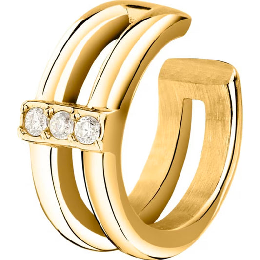 Orecchini Doppia Fascia Morellato Earcuff Pvd Oro Con Cristalli