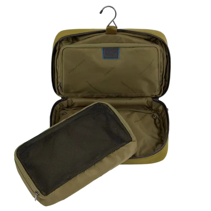 Necessaire Piquadro Beauty Case Nylon Inserto Pelle Nera