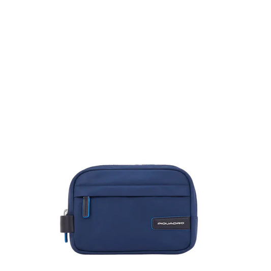 Necessaire Piquadro Beauty Case Nylon ed Inserto Pelle Blu