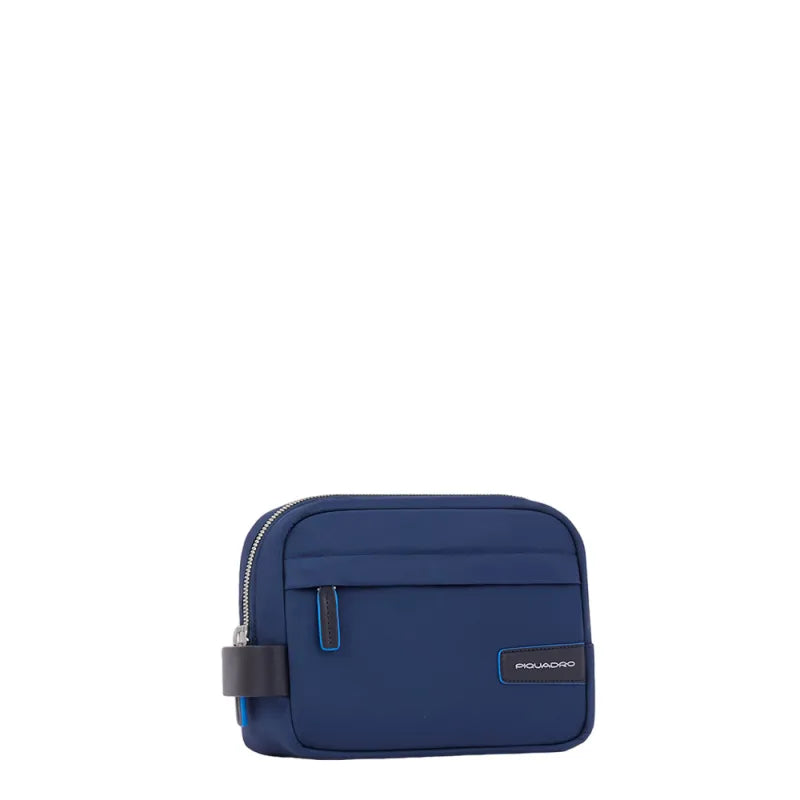 Necessaire Piquadro Beauty Case Nylon ed Inserto Pelle Blu