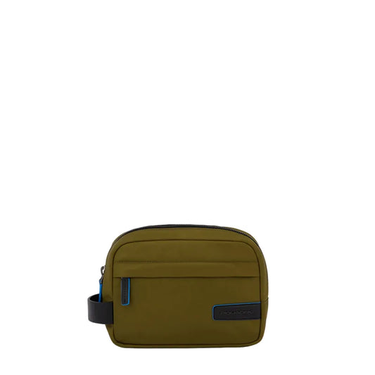 Necessaire Piquadro Beauty Case Nylon Ed Inserto Pelle Verde