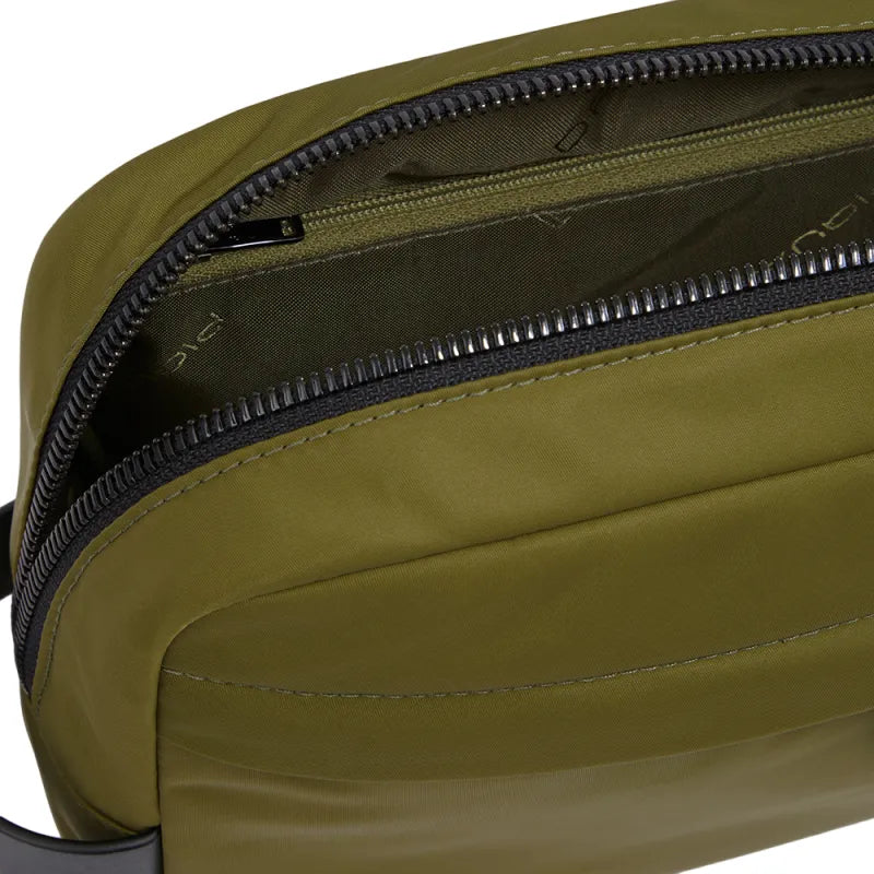 Necessaire Piquadro Beauty Case Nylon Ed Inserto Pelle Verde