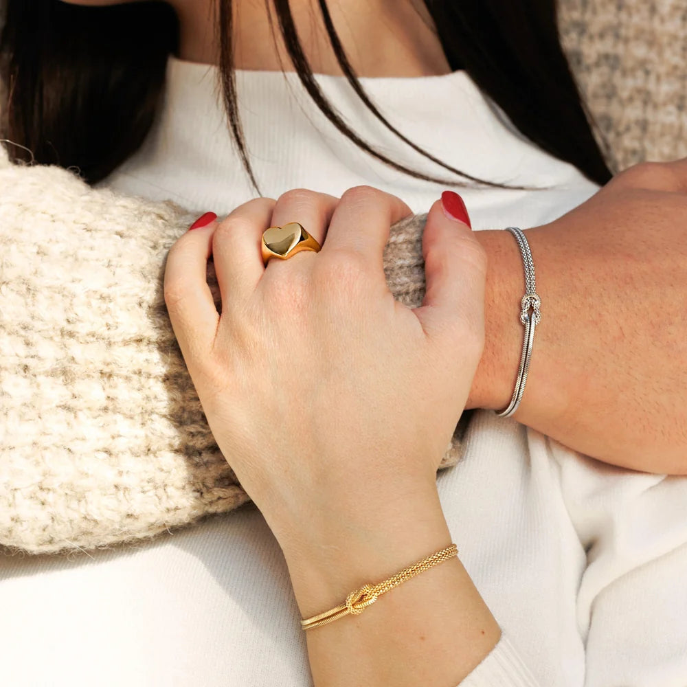 Bracciale Junior Amen Nodo D'Amore Argento Dorato 2 Catene Che Formano Nodo Centrale