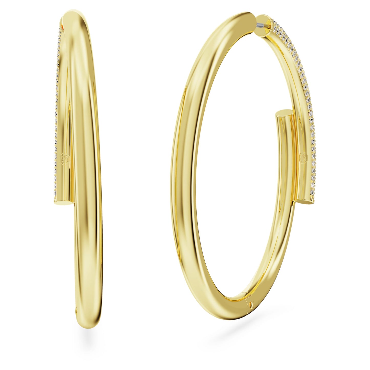 Orecchini a cerchio Swarovski Dextera Bianchi, Placcato color oro