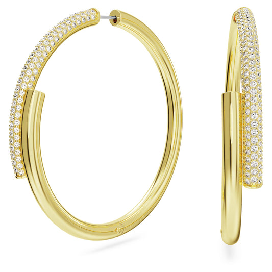 Orecchini a cerchio Swarovski Dextera Bianchi, Placcato color oro