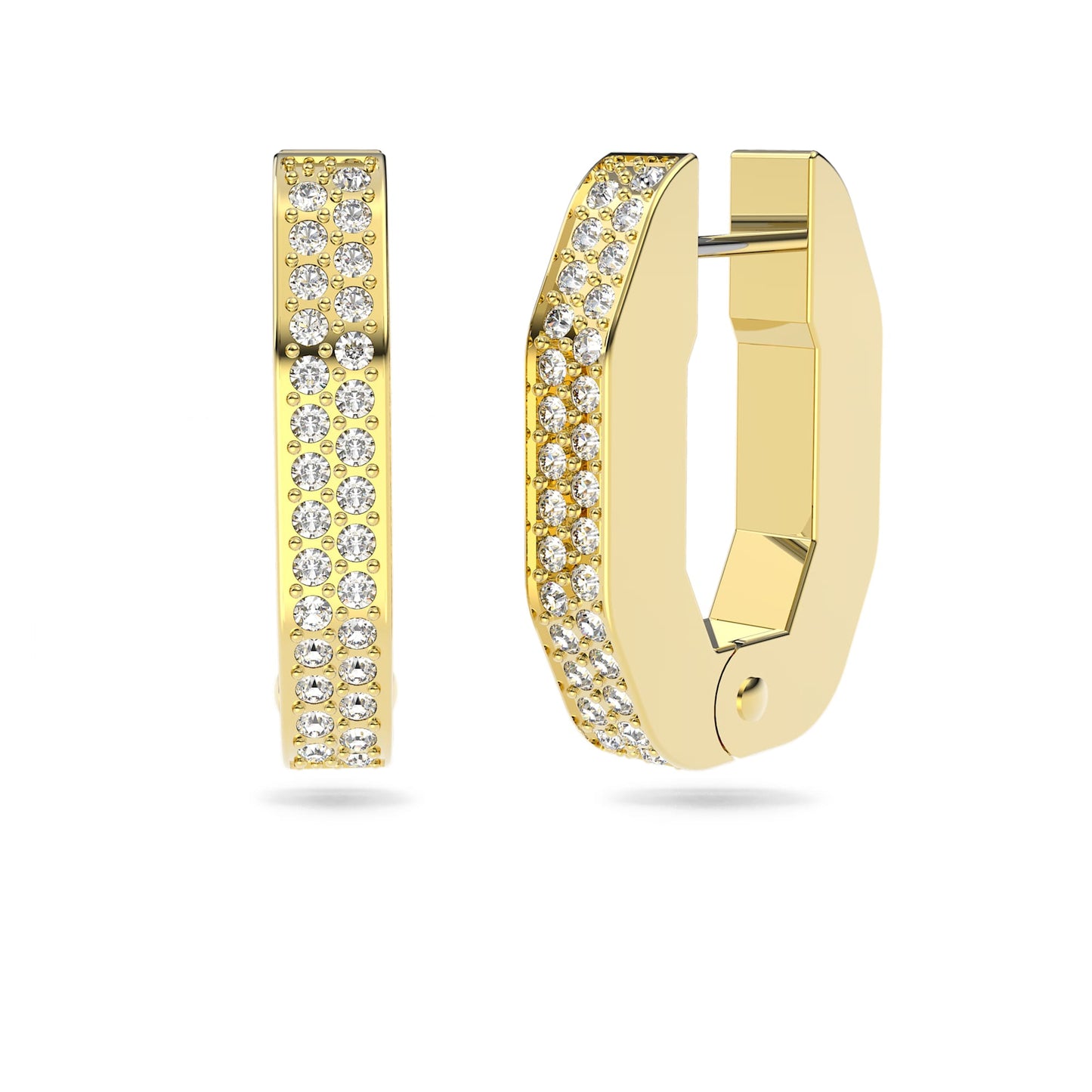 Orecchini a cerchio Swarovski Dextera Forma ottagonale, Piccoli, Bianchi, Placcato color oro