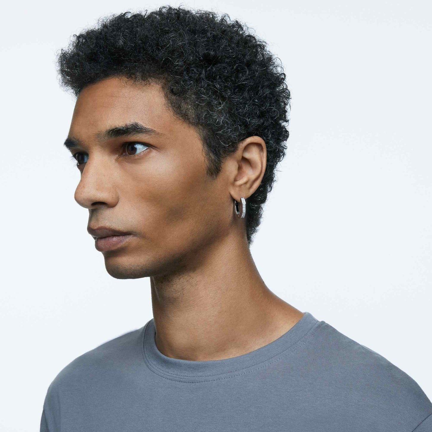 Orecchini a cerchio Swarovski Dextera Forma ottagonale, Piccoli, Bianchi, Placcato rodio