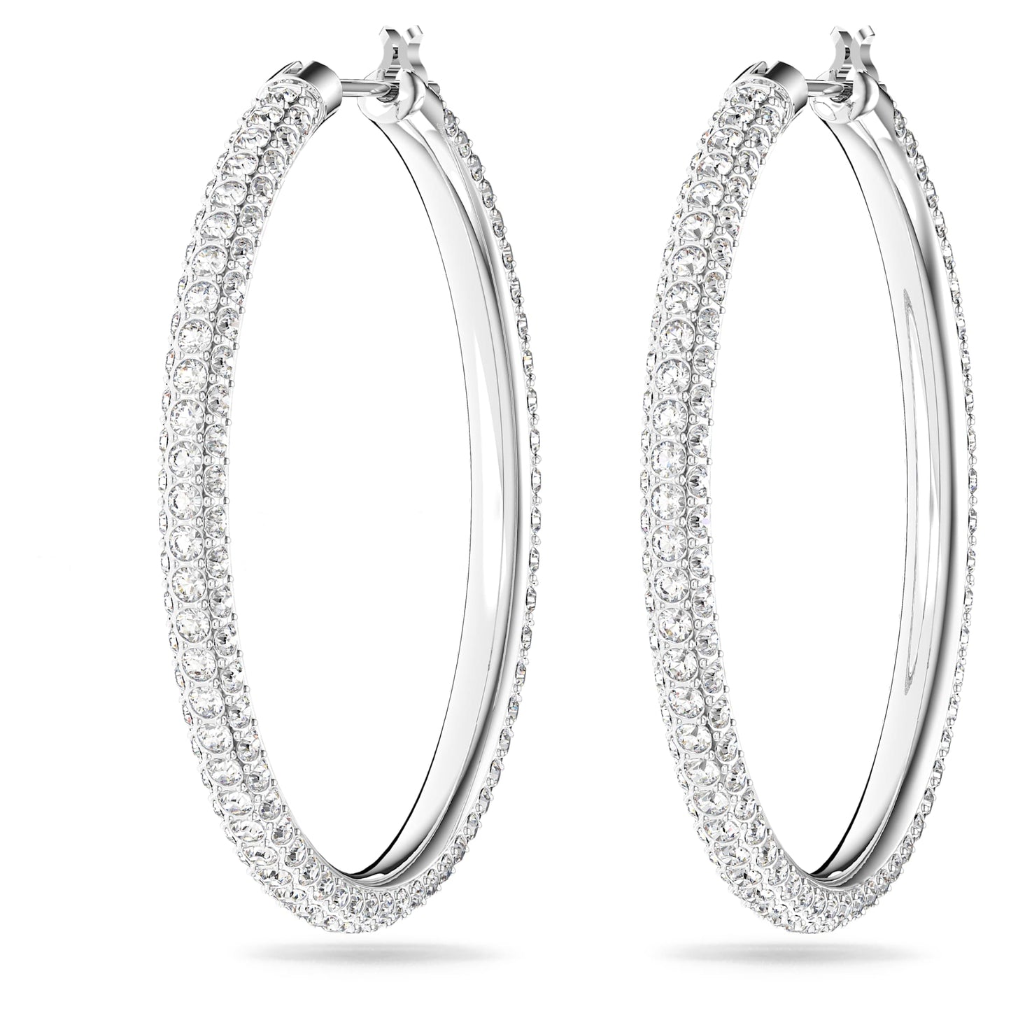 Orecchini a cerchio Swarovski Dextera Pavé, Grandi, Bianchi, Placcato rodio