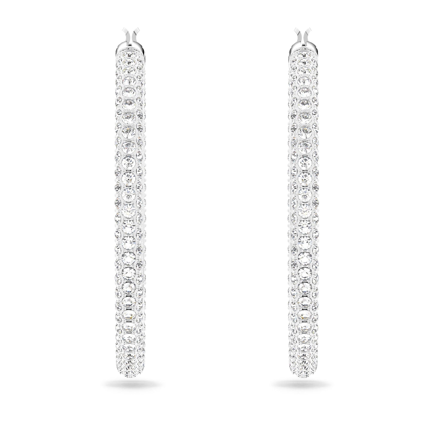 Orecchini a cerchio Swarovski Dextera Pavé, Grandi, Bianchi, Placcato rodio