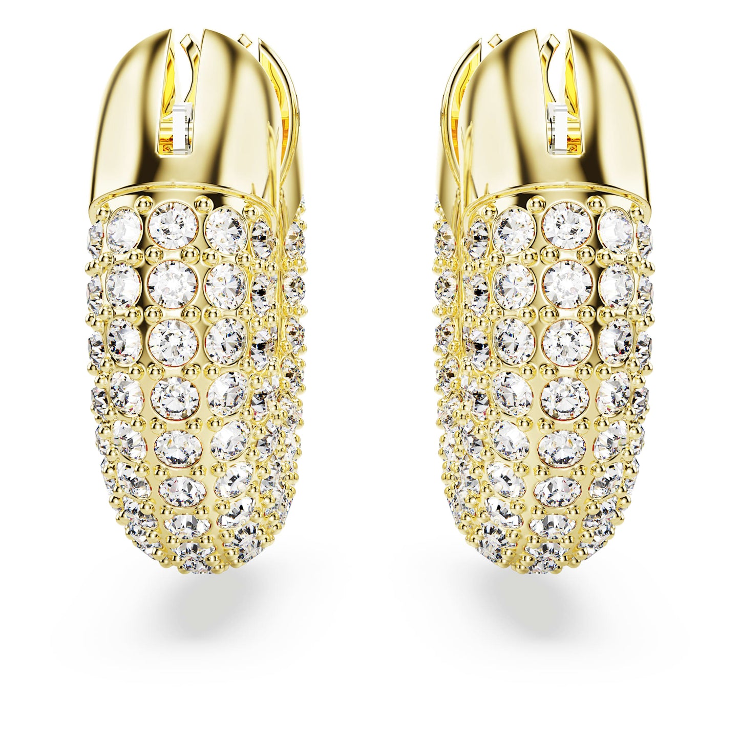 Orecchini a cerchio Swarovski Dextera Piccoli, Bianchi, Placcato color oro