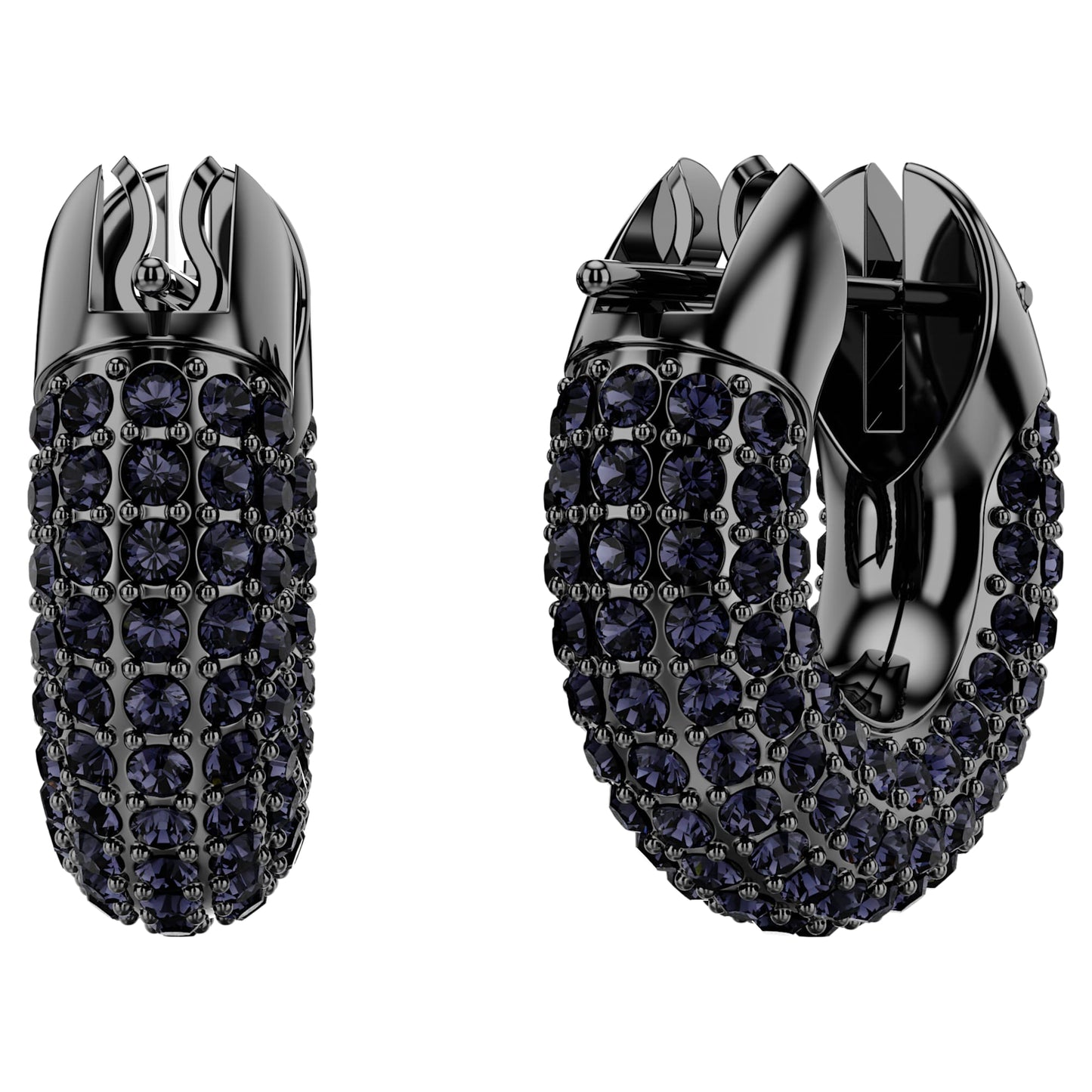 Orecchini a cerchio Swarovski Dextera Piccoli, Neri, Placcato rutenio