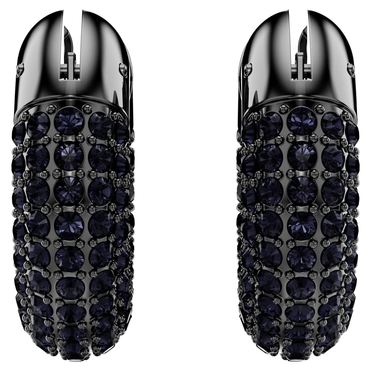 Orecchini a cerchio Swarovski Dextera Piccoli, Neri, Placcato rutenio