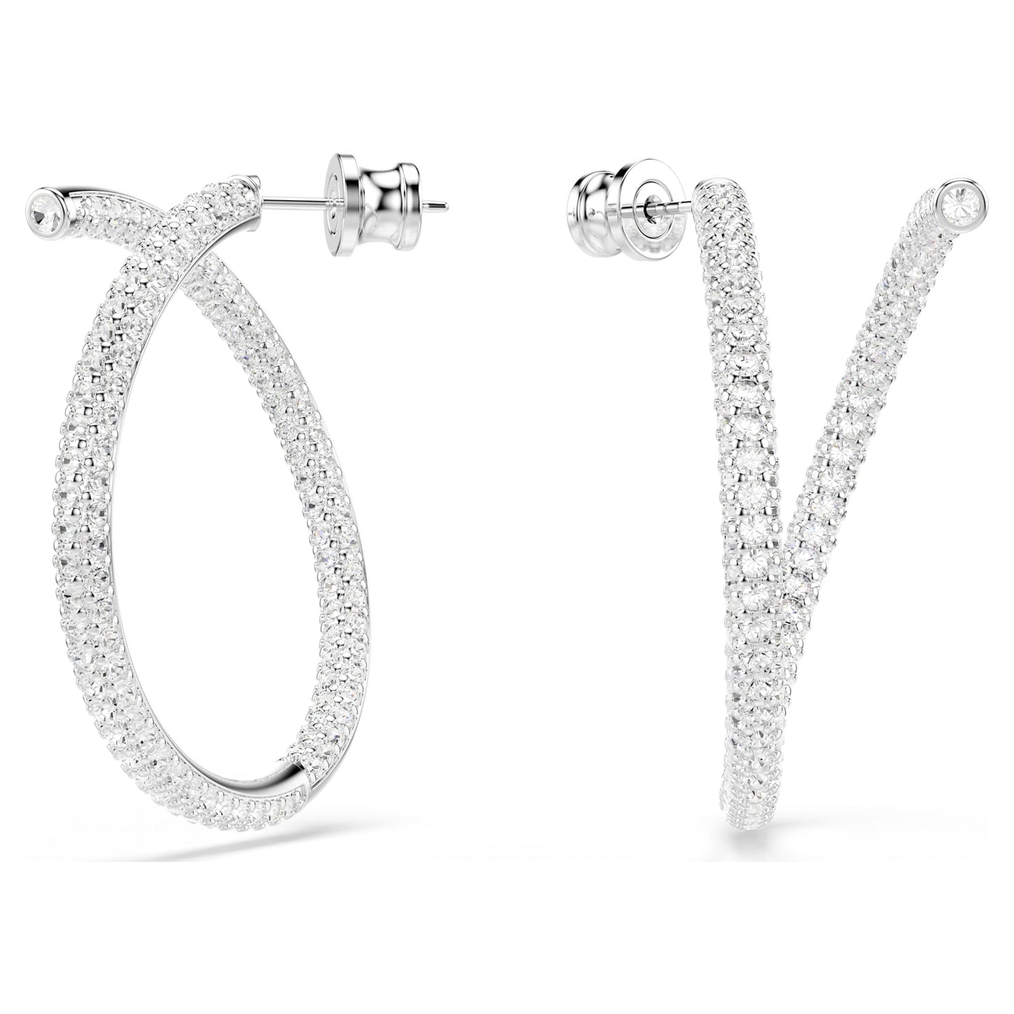 Orecchini a cerchio Swarovski Dextera Taglio Round, Bianchi, Placcato rodio